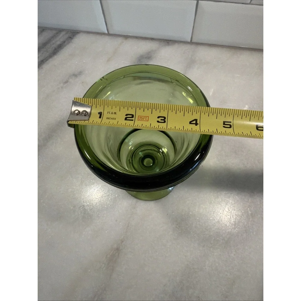 Vintage Indiana Glass Green Footed Pedestal‎ Urn Vase Pressed Glass MCM 6